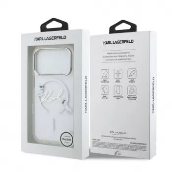 Karl Lagerfeld Apple iPhone 18 Pro Max HC MagSafe IML skaidrus dėklas su Karl Script logotipu