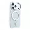 Karl Lagerfeld IML Ring Stand 360 Kameo Metal MagSafe dėklas, skirtas iPhone 18 Pro / 17 Pro - permatomas