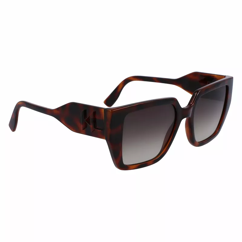 KARL LAGERFELD KL6098SN-240 Moteriški kvadratiniai acetatiniai akiniai nuo saulės - Ruda Havana rėmelis, Rudi gradientiniai lęšiai - 52/19/140 mm