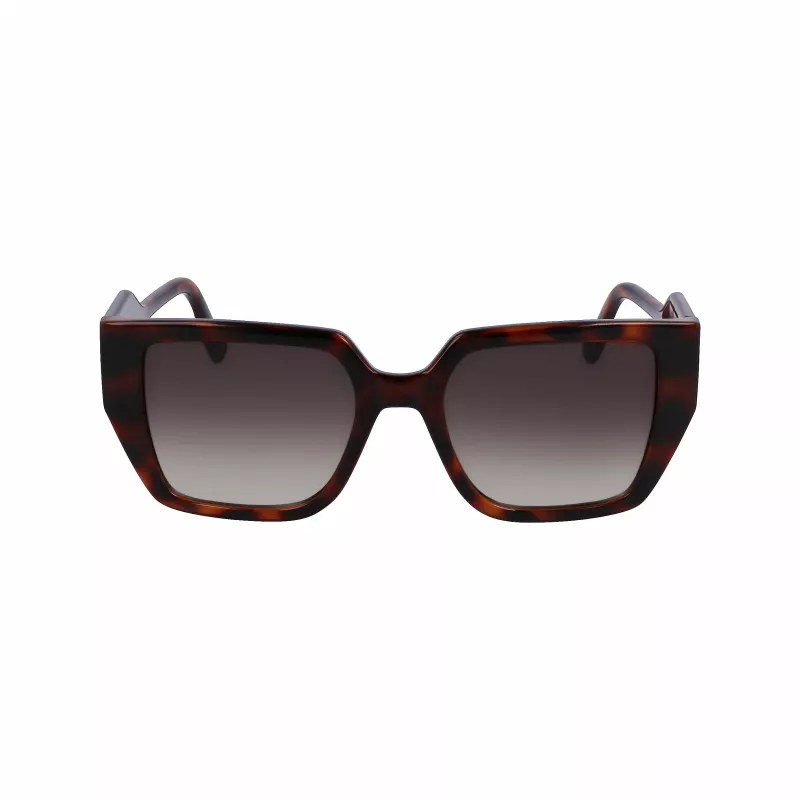 KARL LAGERFELD KL6098SN-240 Moteriški kvadratiniai acetatiniai akiniai nuo saulės - Ruda Havana rėmelis, Rudi gradientiniai lęšiai - 52/19/140 mm