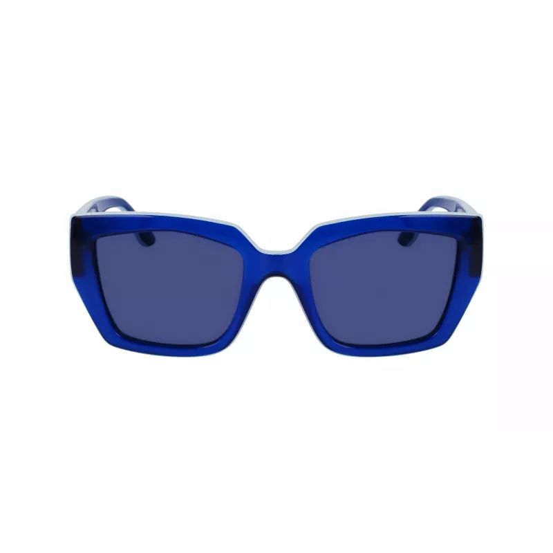 KARL LAGERFELD KL6143S-400 Moteriški kvadratiniai acetatiniai akiniai nuo saulės, tamsiai mėlynas rėmelis, pilki gradientiniai stiklai, 53 mm