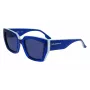 KARL LAGERFELD KL6143S-400 Moteriški kvadratiniai acetatiniai akiniai nuo saulės, tamsiai mėlynas rėmelis, pilki gradientiniai stiklai, 53 mm