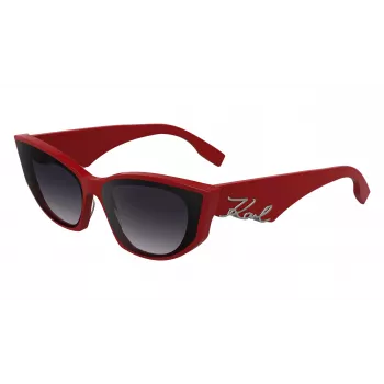 KARL LAGERFELD KL6162S-600 Moteriški drugelio formos akiniai nuo saulės - Raudonas/Bordo acetato rėmelis, Gradientiniai rudi lęšiai, 64/14/140 mm