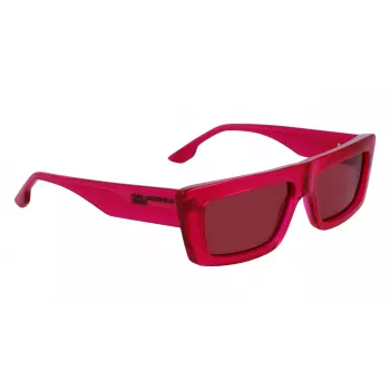 KARL LAGERFELD KLJ6147S Unisex Square Sunglasses - Black Acetate Frame Grey Polycarbonate Lens 56mm