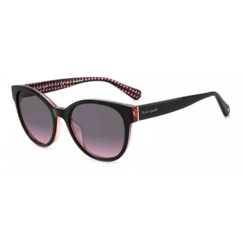 KATE SPADE Moteriški akiniai nuo saulės Nathalie GS807 – juodas acetatinis rėmelis, pilki gradientiniai lęšiai 55/17/140 mm