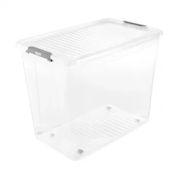 keeeper Dėžė su dangčiu ir ratukais clipbox Leo 59x38x47cm 74L Permatoma
