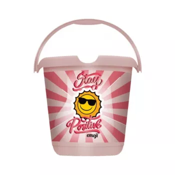 keeeper Deco Bucket 10L Ilvie Emoji Stay Positive, Nordic Pink, apvalus, PP, Ø30x28 cm