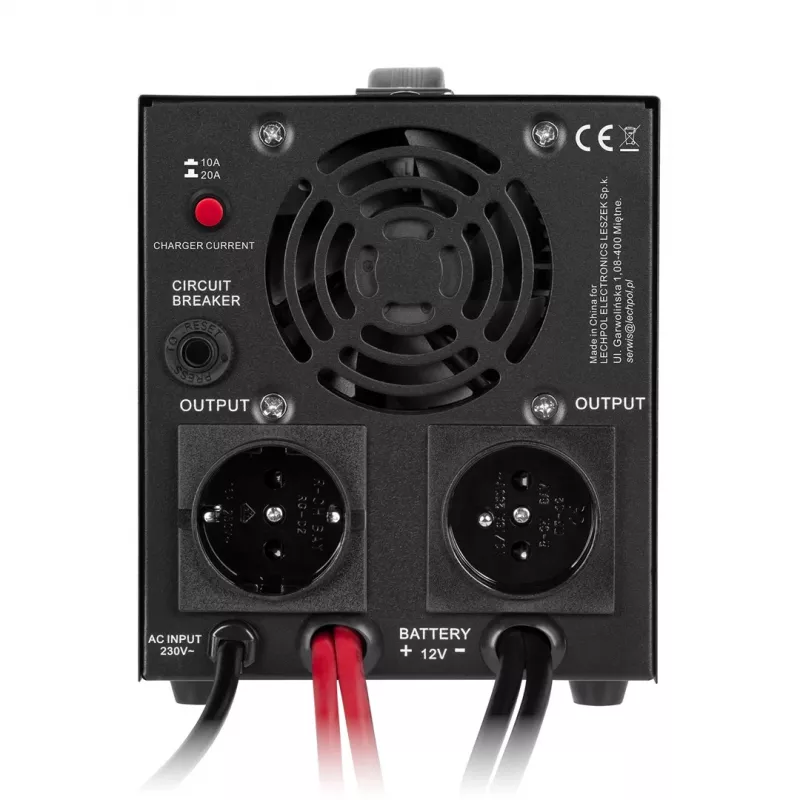 KEMOT PROsinus-1000 1000VA/700W grynasis sinusinis UPS keitiklis su įkrovikliu 12V 230V juodos spalvos