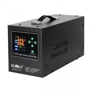 KEMOT PROsinus-1500/24-LFP4 grynojo sinusoidės UPS keitiklis 1500VA/1050W 24V DC į 230V AC su baterijų įkrovikliu