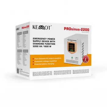KEMOT PROsinus-2200 grynojo sinusoidės keitiklis su 12V įkrovimo funkcija, 230V, 2200VA/1600W