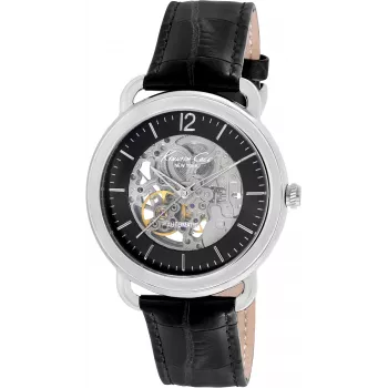 KENNETH COLE vyrų rankinis laikrodis IKC8017 analoginis kvarcinis 43mm nerūdijančio plieno juodas ciferblatas