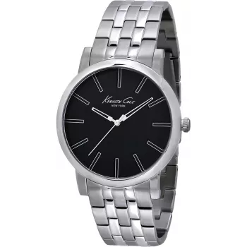 KENNETH COLE vyriškas laikrodis IKC9231 analoginis kvarcinis 43mm juodas ciferblatas odinis dirželis