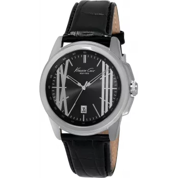 KENNETH COLE Vyriškas laikrodis IKC8095 44mm Nerūdijantis plienas Kvarcinis Analoginis Juodas ciferblatas Sidabrinė apyrankė