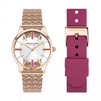 Kenneth Cole Women's KCWLG2124002 Analog Quartz Watch 34.5mm Silver Stainless Steel Mesh