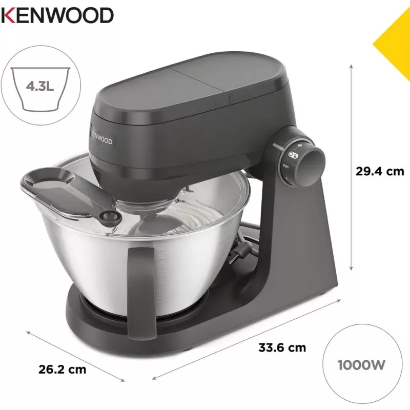 Kenwood KHC30.045GY 1000 W virtuvės kombainas su 4,3 L dubeniu, nerūdijančio plieno, pilkas