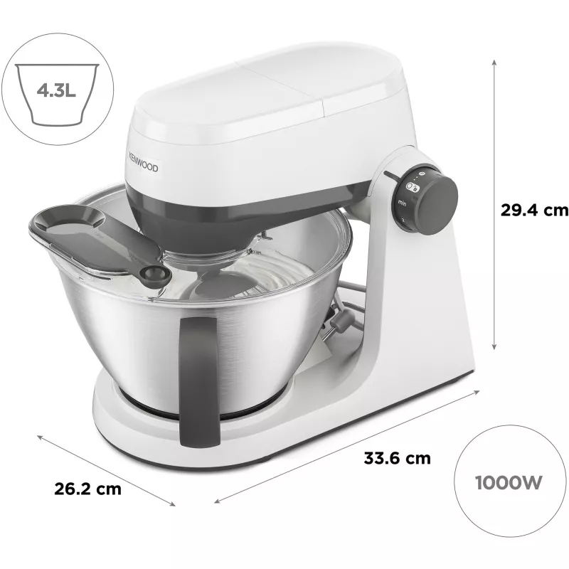KENWOOD Multi-Tasker KHC30.000WH Virtuvinis kombainas (pilka/balta, 1000 W, 4.3 L dubuo)