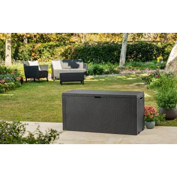Keter 249384 lauko dėžė stačiakampė, derva, šviesiai pilka, 845 l