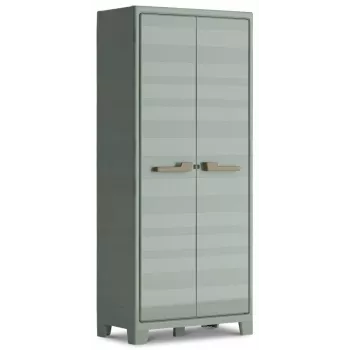 KETER Space Winner Tall Storage Cabinet Green/Grey 3 Adjustable Shelves Lockable