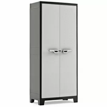 Keter Įrankių Spinta Titan 80x44x182 cm Tamsiai Pilka/Juoda Sunkiosios Konstrukcijos Polipropileno Dervos Laikymo Spinta su 4 Reguliuojamomis Lentynomis, Užrakinamomis Dvigubomis Durimis, Atspariomis Oro Sąlygoms, Naudojimui Viduje/ Lauke