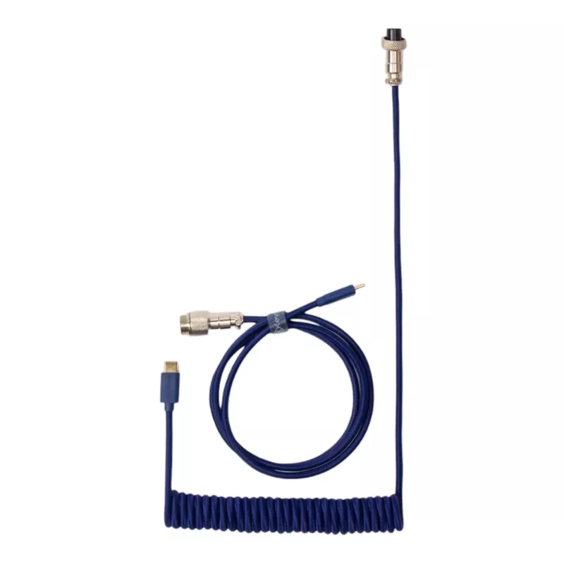 Keychron Coiled Aviator Blue Cable USB-C į USB-A su GX16 4-pin atjungiamu jungtimi, 200 cm