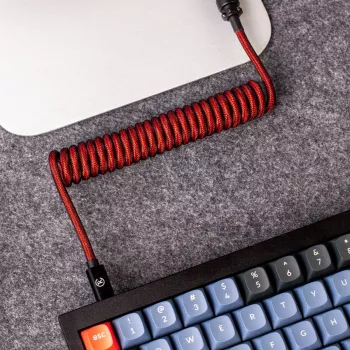 Keychron Coiled Aviator Cable – Raudonas (USB-A į USB-C, 2m, atsegamas GX12)