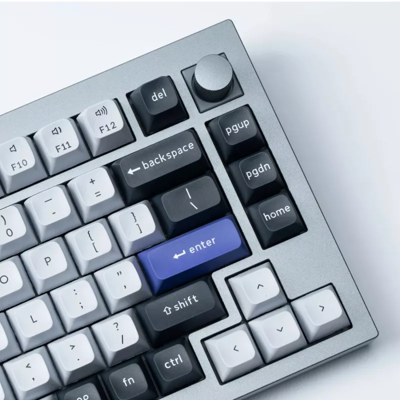 Keychron Double Shot KSA PBT klavišų rinkinys - tamsiai pilka/balti dūmai (137 klavišų, MX stiliaus, ANSI)