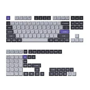 Keychron Double Shot KSA PBT klavišų rinkinys - tamsiai pilka/balti dūmai (137 klavišų, MX stiliaus, ANSI)