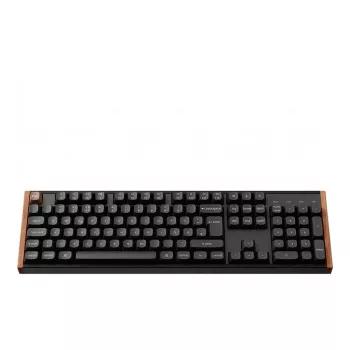 Keychron K10 HE belaidė klaviatūra su magnetiniais jungikliais, vokiškas išdėstymas (juoda/medis, DE išdėstymas, Gateron Double-Rail Magnetic Nebula, Hot-Swap, aliumininis rėmas, RGB)