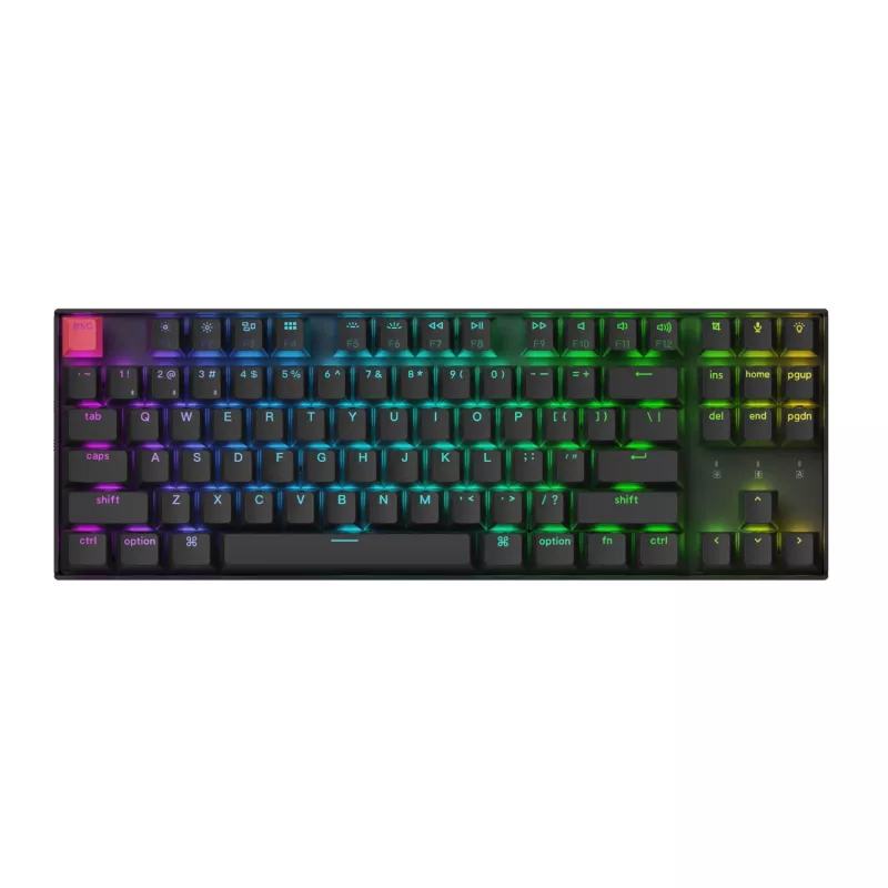 Keychron K8 QMK V2 80% TKL belaidė mechaninė klaviatūra su raudonais jungikliais - juoda