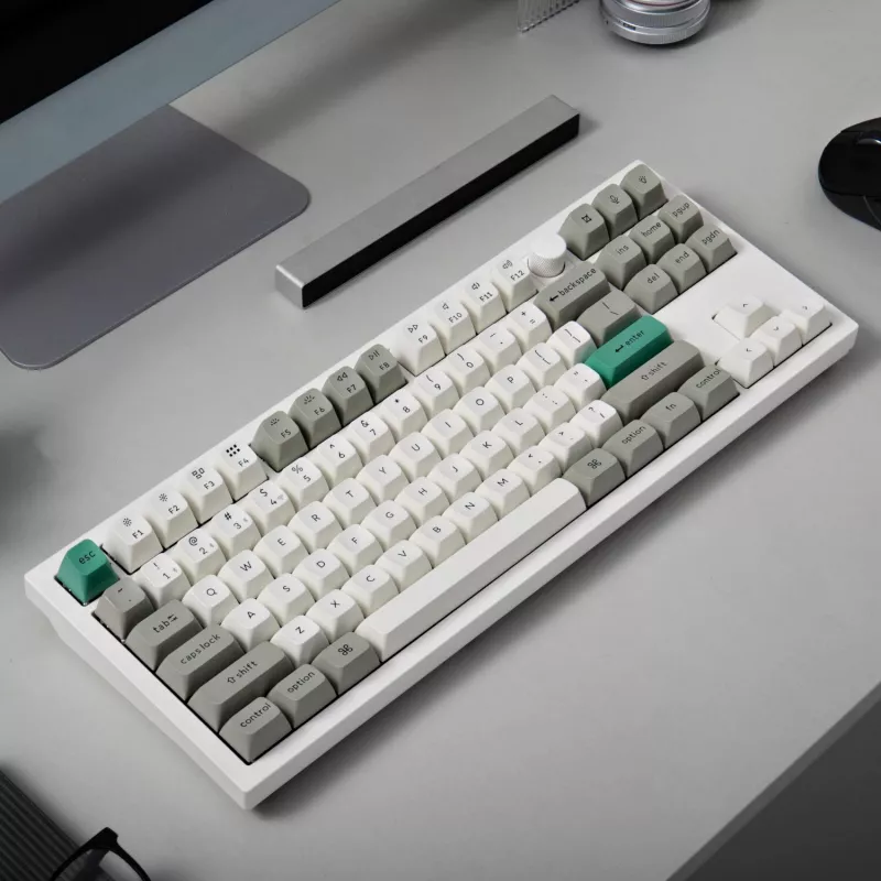 Keychron Q3 Max 80% pilnai surinkta klaviatūra su reguliavimo rankenėle, Red Switch, Hot-Swap Gateron Jupiter RGB belaidė klaviatūra - Shell White