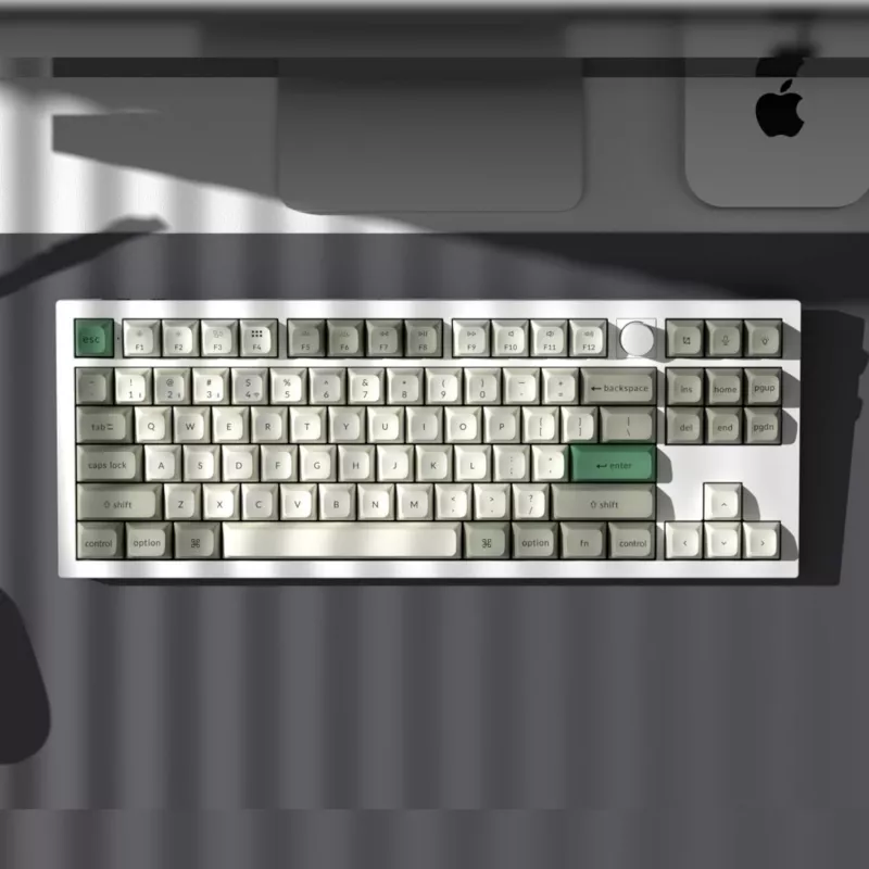 Keychron Q3 Max 80% pilnai surinkta klaviatūra su reguliavimo rankenėle, Red Switch, Hot-Swap Gateron Jupiter RGB belaidė klaviatūra - Shell White