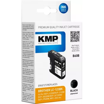 KMP B60B juodas rašalo kasetė Brother LC-123BK (14,1 ml, suderinama) 1525,4001