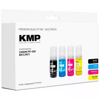 KMP suderinamas Canon PFI-050 rašalo kasečių rinkinys juoda/ciano/magenta/geltona (1588,0005)