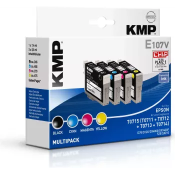 KMP E107V Suderinamas Rašalo Kasečių Rinkinys Juoda/Cian/Magenta/Geltona, skirta Epson T0715