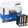 KMP E125V suderinamos rašalo kasetės, 3 vnt. rinkinys – žydra, purpurinė, geltona, skirta Epson Stylus SX230, SX235, SX430, SX438, WorkForce WF-3520, WF-3530, WF-3540, WF-7015, WF-7515, WF-7525