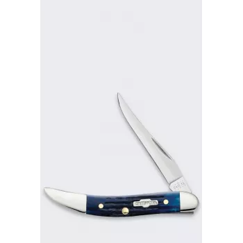 Knife Case Rogers Mini Trapper SS mėlyno kaulo rankena sulankstomas kišeninis peilis 2 ašmenys nerūdijantis plienas Slipjoint 89mm