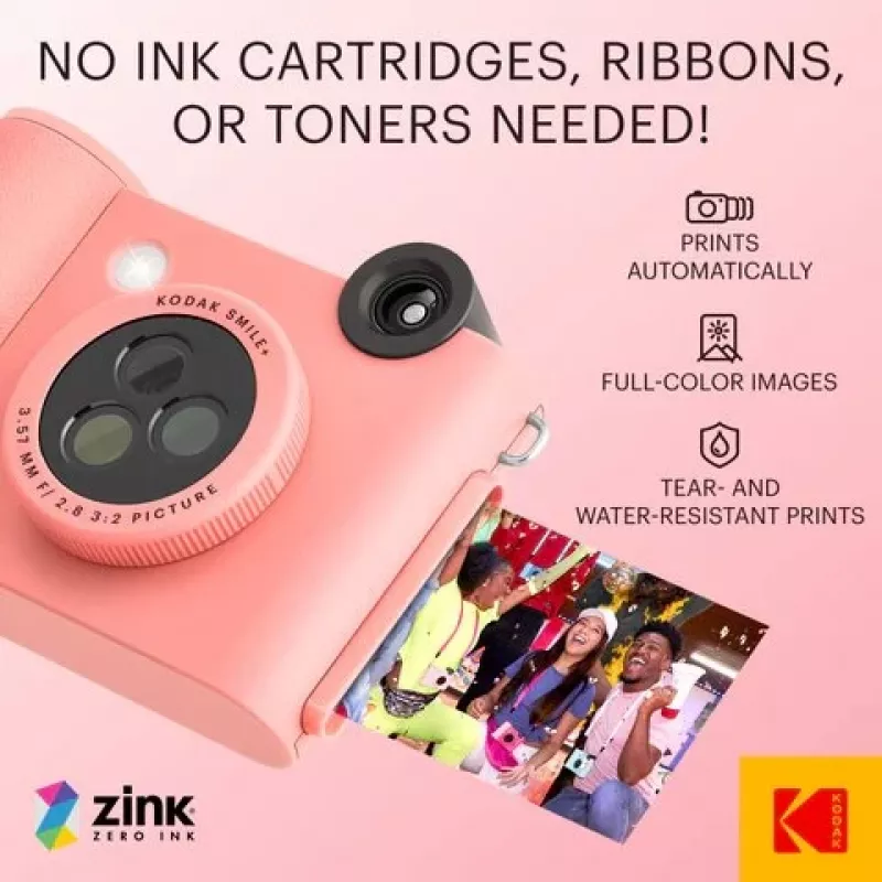 Kodak SMILE+ Momentinė spausdinimo kamera, 2x3 inch, rožinė (SPEC)