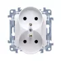 KONTAK-SIMON Kontakt Simon 10 dvigubas baltas lizdas su įžeminimu, varžtiniai gnybtai, 16A 250V, E tipo, įleidžiamas