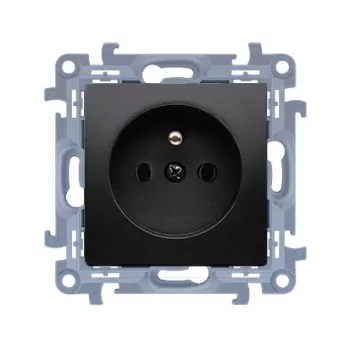 KONTAK-SIMON Simon 10 vienvietė rozetė su įžeminimu, Quick Connect, 16A 250V, matinė juoda