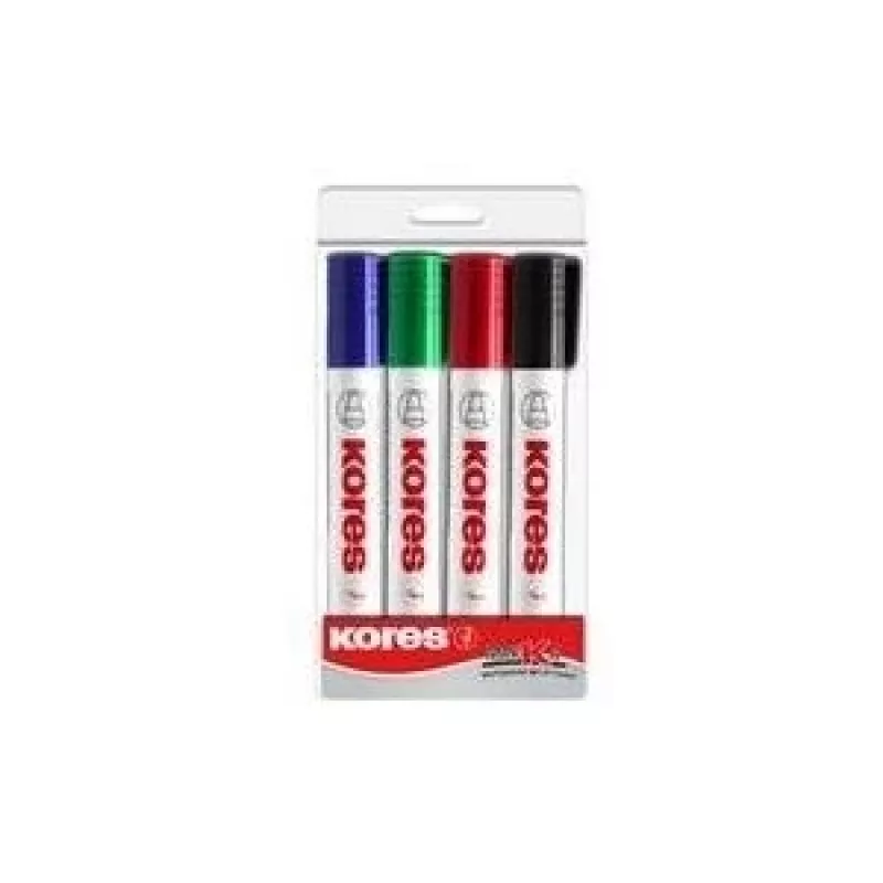 Kores K MARKER Baltoji lenta ir flipchart žymeklių rinkinys, kaltinė antgalis 3-5 mm, įvairių spalvų, 4 vienetų pakelis M20845
