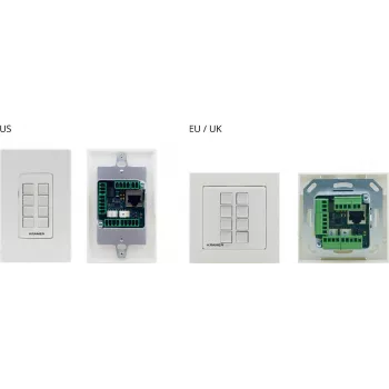 Kramer Electronics RC-208 Wired Control Panel su 8 programuojamais mygtukais, RS-232/RS-485/Ethernet, baltas