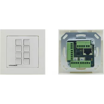 Kramer Electronics RC-208 Wired Control Panel su 8 programuojamais mygtukais, RS-232/RS-485/Ethernet, baltas