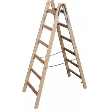 KRAUSE medinės dvipusės kopėčios 2x6 laiptelių, pušis, 150 kg, EN 131 170088
