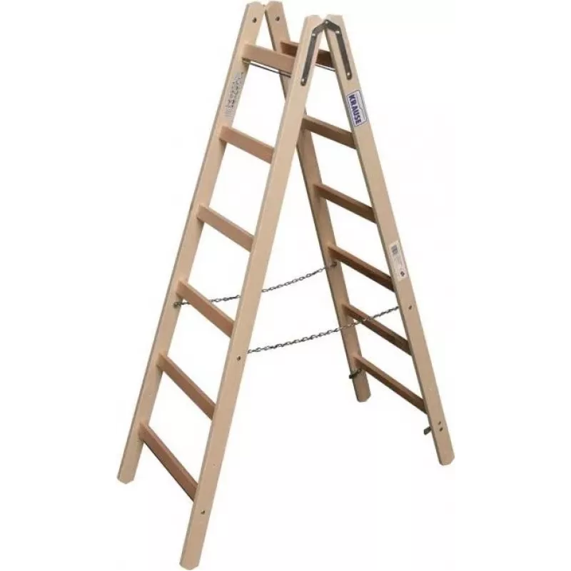 KRAUSE medinės dvipusės kopėčios 2x6 laiptelių, pušis, 150 kg, EN 131 170088