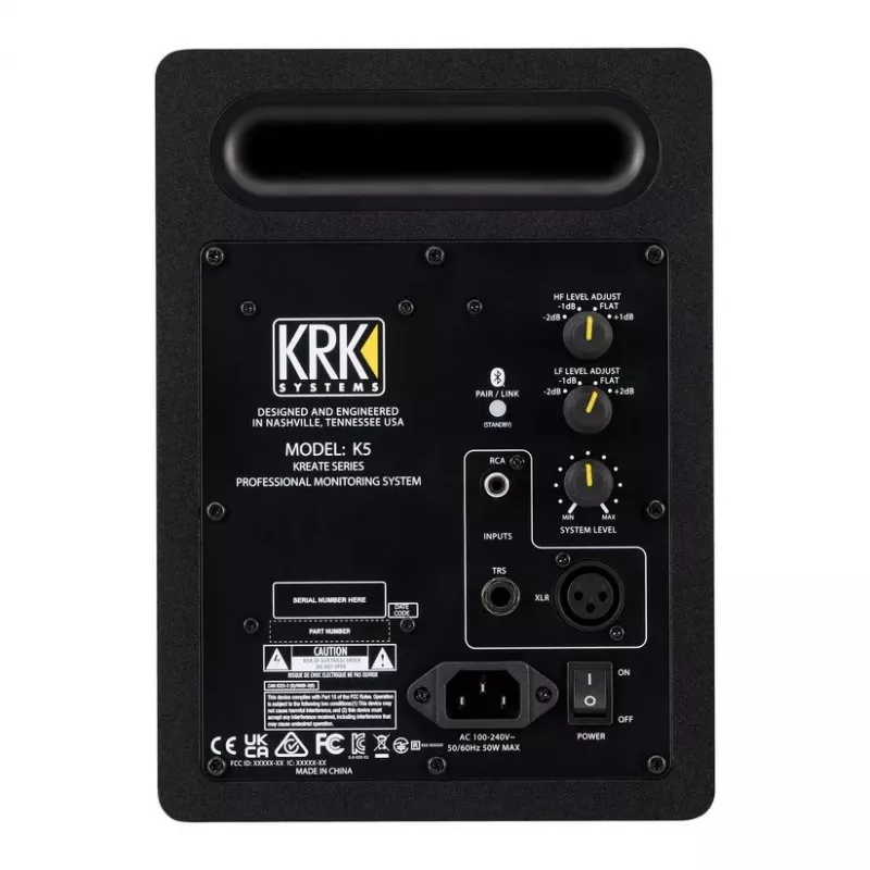 KRK Kreate 5 aktyvus studijinis monitorius su 5,25 colio žemųjų dažnių garsiakalbiu, 1 colio aukštųjų dažnių garsiakalbiu, 100W, Bluetooth 5.0