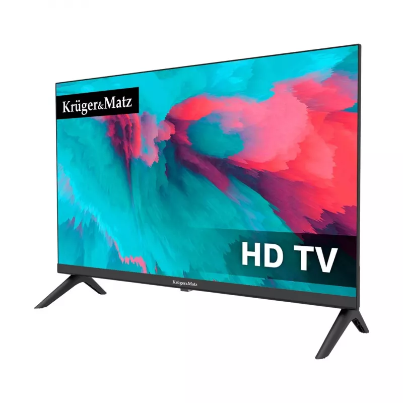 KRUGER & MATZ KM0224-T1 24 inch HD Ready LED televizorius su DVB-T2 H.265/HEVC, 12V automobiliniu adapteriu, 2x HDMI, USB PVR, viešbučio režimu