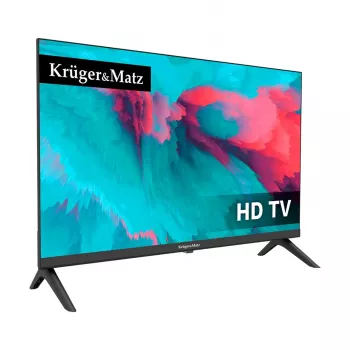 KRUGER & MATZ KM0224-T1 24 inch HD Ready LED televizorius su DVB-T2 H.265/HEVC, 12V automobiliniu adapteriu, 2x HDMI, USB PVR, viešbučio režimu