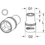 KS TOOLS 1 colio 38mm trumpas šešiakampis galvutė, 6 taškų, chromo vanadžio plienas, DIN 3124 911.1038