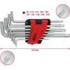 KS TOOLS 151.4880 ilgų TORX L-formos raktų rinkinys, 10 dalių, chromo vanadžio plienas, dydžiai T9-T50