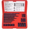 KS TOOLS 25 dalių sraigtų ištraukimo rinkinys, kairiosios eigos HSS, M3-M18, su grąžtais ir kreiptuvais (150.1305)